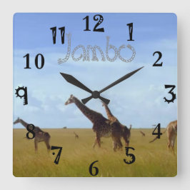 Reloj Cuadrado Jambo Kenya Safari Girafes Africanos