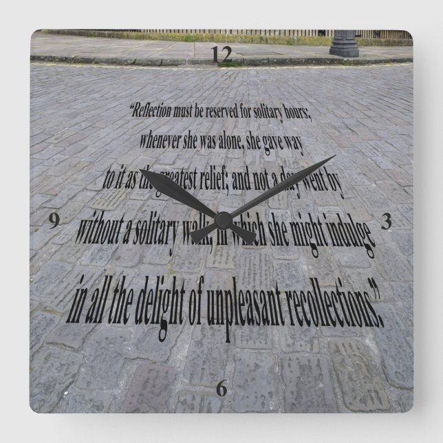 Reloj Cuadrado Jane Austen.  (Anverso)