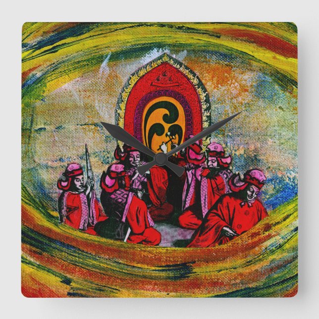 Reloj Cuadrado Japanese Musicians (Anverso)