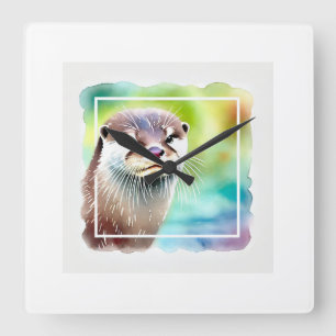 Reloj Cuadrado Japanese Otter in Tranquil Waters 040924AREF130 - 