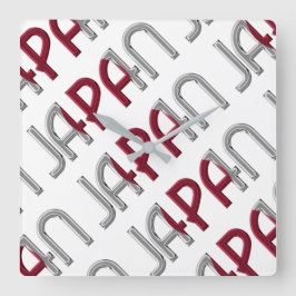 Reloj Cuadrado Japón País Bandera Japonesa Colores Tipografía