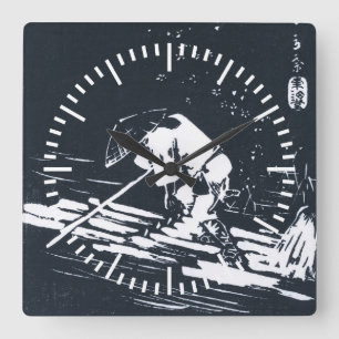 Reloj Cuadrado Japonés Ukiyo-e Hanaikada de Black&White