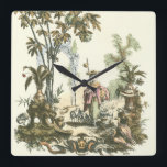 Reloj Cuadrado Jardín asiático con mujeres y animales<br><div class="desc">Un bonito jardín de estilo asiático con varios animales y vigilado por una mujer atenta. La escena evoca los pensamientos del Jardín del Edén,  con una serpiente deslizándose en primer plano. ¡Un regalo perfecto para la persona de su vida que viaja bien por el mundo!</div>