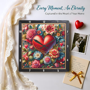Reloj Cuadrado Jardín Botánico del Corazón Ornamentado