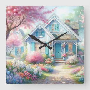 Reloj Cuadrado Jardín de la Casa Azul en Blossom Lane
