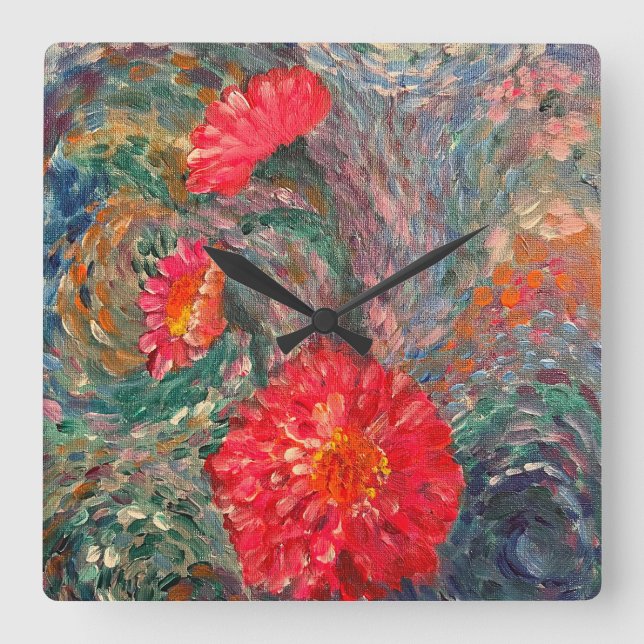 Reloj Cuadrado Jardín impresionista (Anverso)