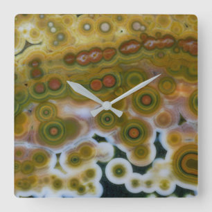 Reloj Cuadrado Jasper oceánico amarillo