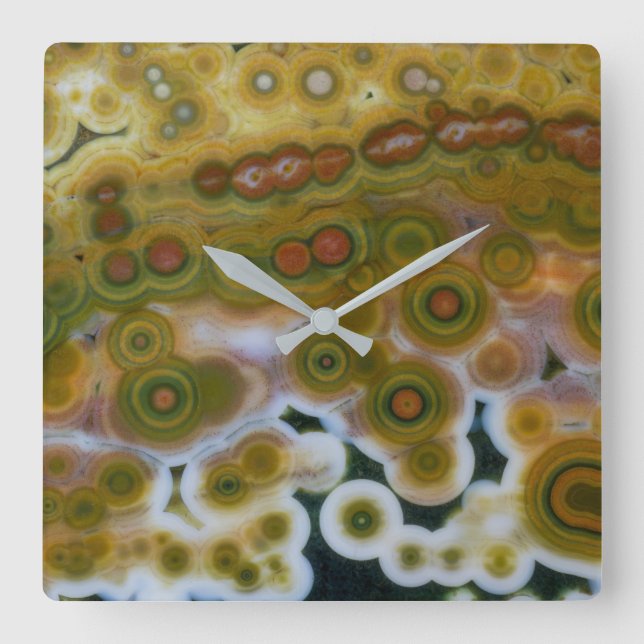 Reloj Cuadrado Jasper oceánico amarillo (Anverso)