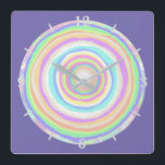 Reloj Cuadrado Jawbreaker Slice Candy<br><div class="desc">Reloj de arte en la pared cuadrada y mobiliario informal en casa accesorio con arte de ilustracion Jawbreaker Candy Slice de The FabricSeal en Zazzle.com es un divertido y colorido diseño de portada con colores pastel circulares del arcoiris y más allá. Tonos de paleta de color rosa, violeta, amarillo, naranja,...</div>
