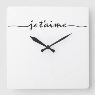 Reloj Cuadrado je t'aime - Te amo en francés - negro