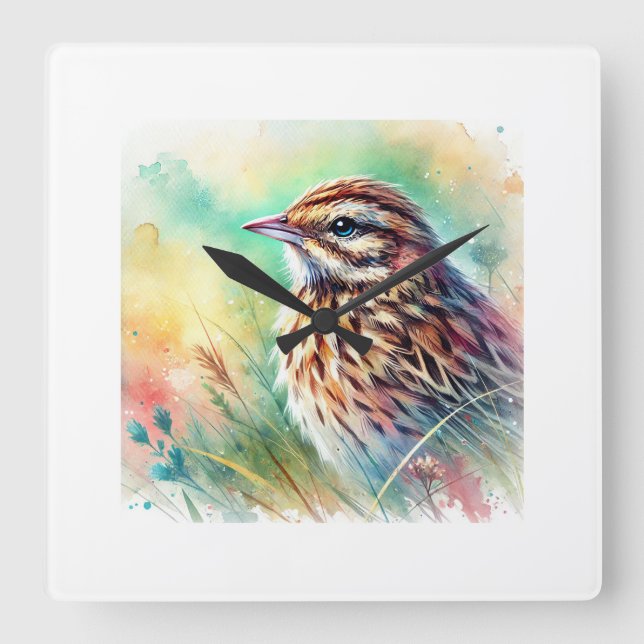 Reloj Cuadrado Jerdons Bush Lark 070824AREF143 - Watercolor (Anverso)