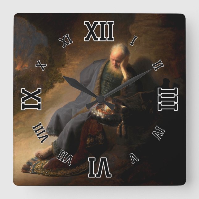 Reloj Cuadrado Jeremías lamenta la destrucción de Jerusalén (Anverso)