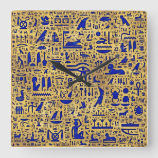 Reloj Cuadrado Jeroglífico egipcio Lapis Lazuli y Gold