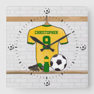 Reloj Cuadrado Jersey de fútbol amarillo verde personalizado