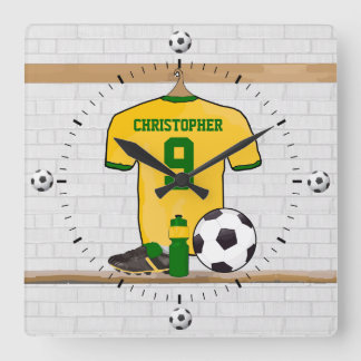 Reloj Cuadrado Jersey de fútbol amarillo verde personalizado
