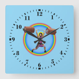 Reloj Cuadrado Jesucristo haciendo Clean and Jerk