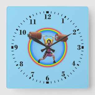 Reloj Cuadrado Jesucristo haciendo Clean and Jerk