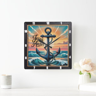Reloj Cuadrado Jesús Anchor Waves Sunset