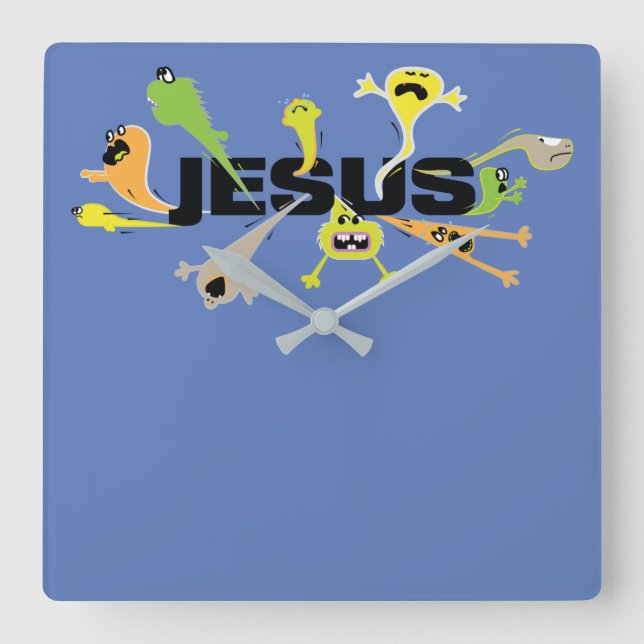 Reloj Cuadrado Jesús aterrador (Anverso)