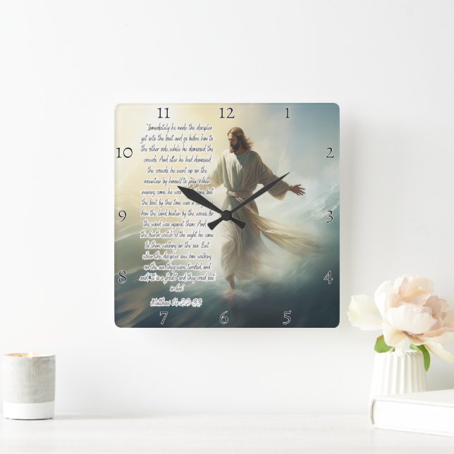 Reloj Cuadrado Jesús: Caminando por el agua, la fe (Hogar)