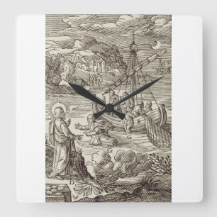 Reloj Cuadrado Jesús caminando sobre el agua