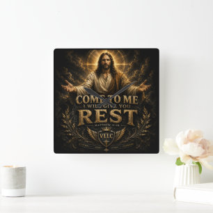 Reloj Cuadrado Jesus Come to Me Christian Gold Sacred Art