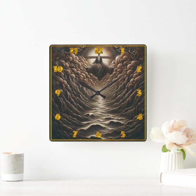 Reloj Cuadrado Jesús Emerge De Las Nubes Sobre Las Aguas Serenosa (Hogar)