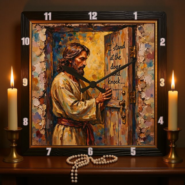 Reloj Cuadrado Jesus Knocks: Open Your Heart (Subido por el creador)