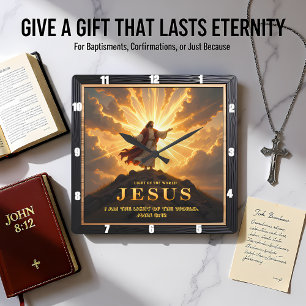 Reloj Cuadrado Jesús Luz Mundo Montaña Triunfante Señor