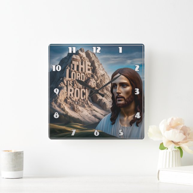 Reloj Cuadrado Jesús majestuoso: Guardián de la Montaña (Hogar)