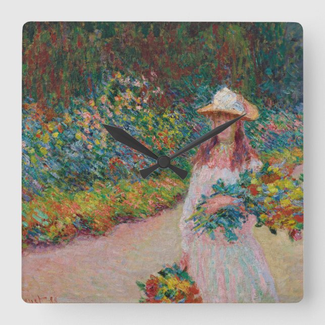 Reloj Cuadrado Jeune fille dans le jardin de Giverny, 1888 (Anverso)