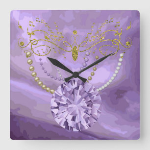 Reloj Cuadrado &Jewels púrpuras WallClock cuadrado de la música