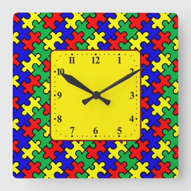 Reloj Cuadrado Jigsaw Puzzle Seamless Pattern-22675 (Anverso)