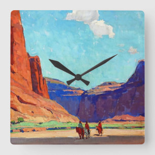 Reloj Cuadrado “Jinetes en Canyon de Chelly” de Edgar Payne