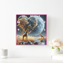 jirafas bajo un cielo iluminado por la luna en la 