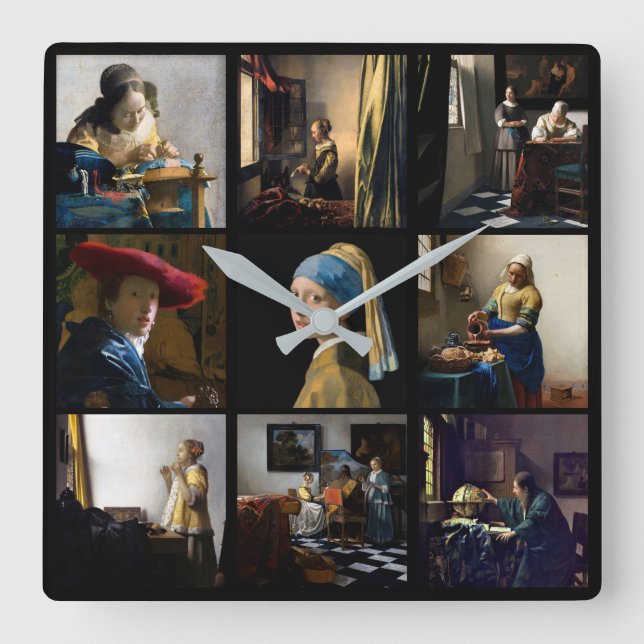 Reloj Cuadrado Johannes Vermeer - Masterpieces Grid (Anverso)