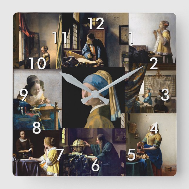 Reloj Cuadrado Johannes Vermeer - Masterpieces Patchwork (Anverso)