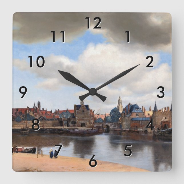 Reloj Cuadrado Johannes Vermeer - Vista de Delft (Anverso)