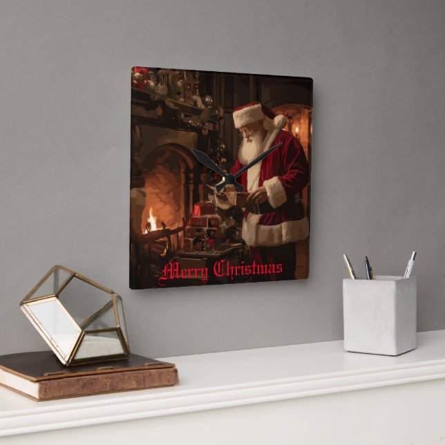 Reloj Cuadrado Jolly Old Saint Nick (Oficina)