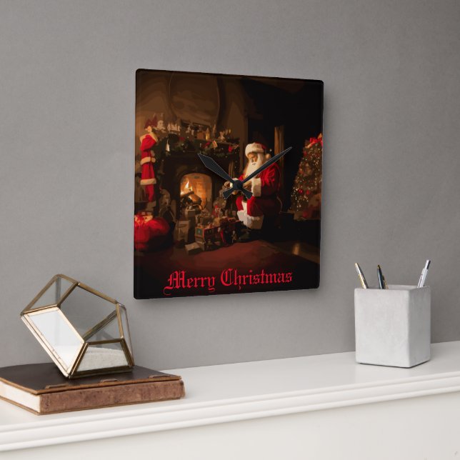 Reloj Cuadrado Jolly Old Saint Nick (Oficina)