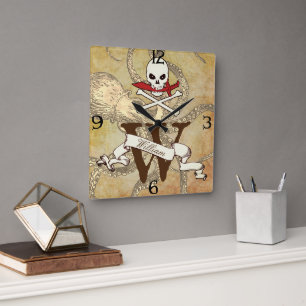 Reloj Cuadrado Jolly Roger Monogram Inicial