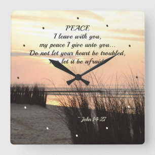 Reloj Cuadrado Juan 14:27 Mi paz te doy, Biblia Verse