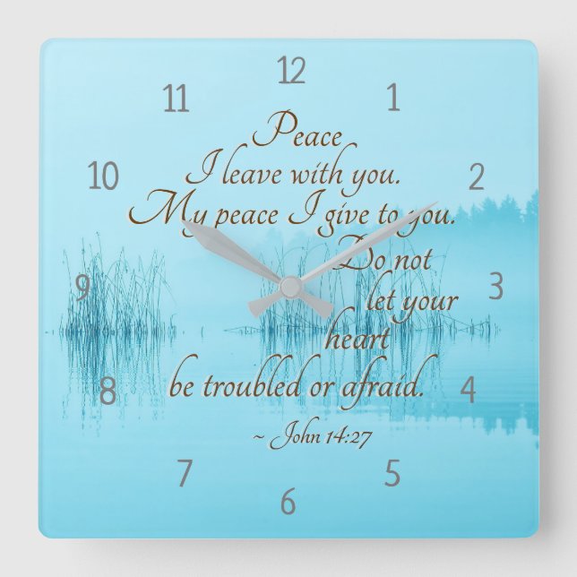 Reloj Cuadrado Juan 14:27 "Paz te dejo", Biblia Verse (Anverso)