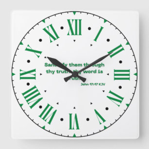 Reloj Cuadrado Juan 17:17 Biblia KJV versus número romano