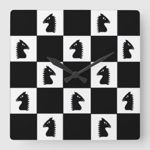 Reloj Cuadrado Juego de ajedrez Black Knight