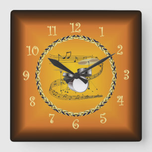 Reloj Cuadrado Juego De Tambores 01 En Desplazamiento Musical Y N