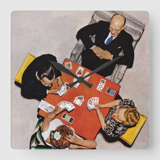 Reloj Cuadrado Juego puente de Norman Rockwell (Anverso)