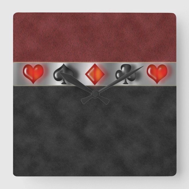 Reloj Cuadrado Juegos de Poker Cards Suite Digital Red Ante (Anverso)