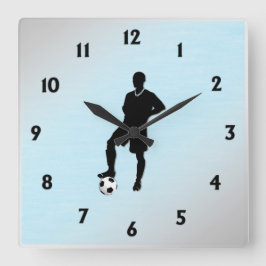 Reloj Cuadrado Jugador de Fútbol Números Negros