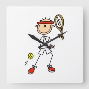 Reloj Cuadrado Jugador de Tenis Figura de Palito Masculino